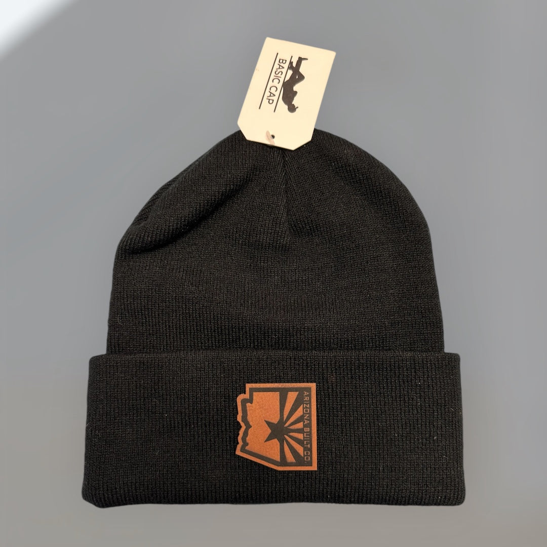 Black Beanie with Leather Arizona Built Co. Logo Patch