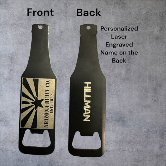 Arizona Built Co. bottle opener keychain personalized with name