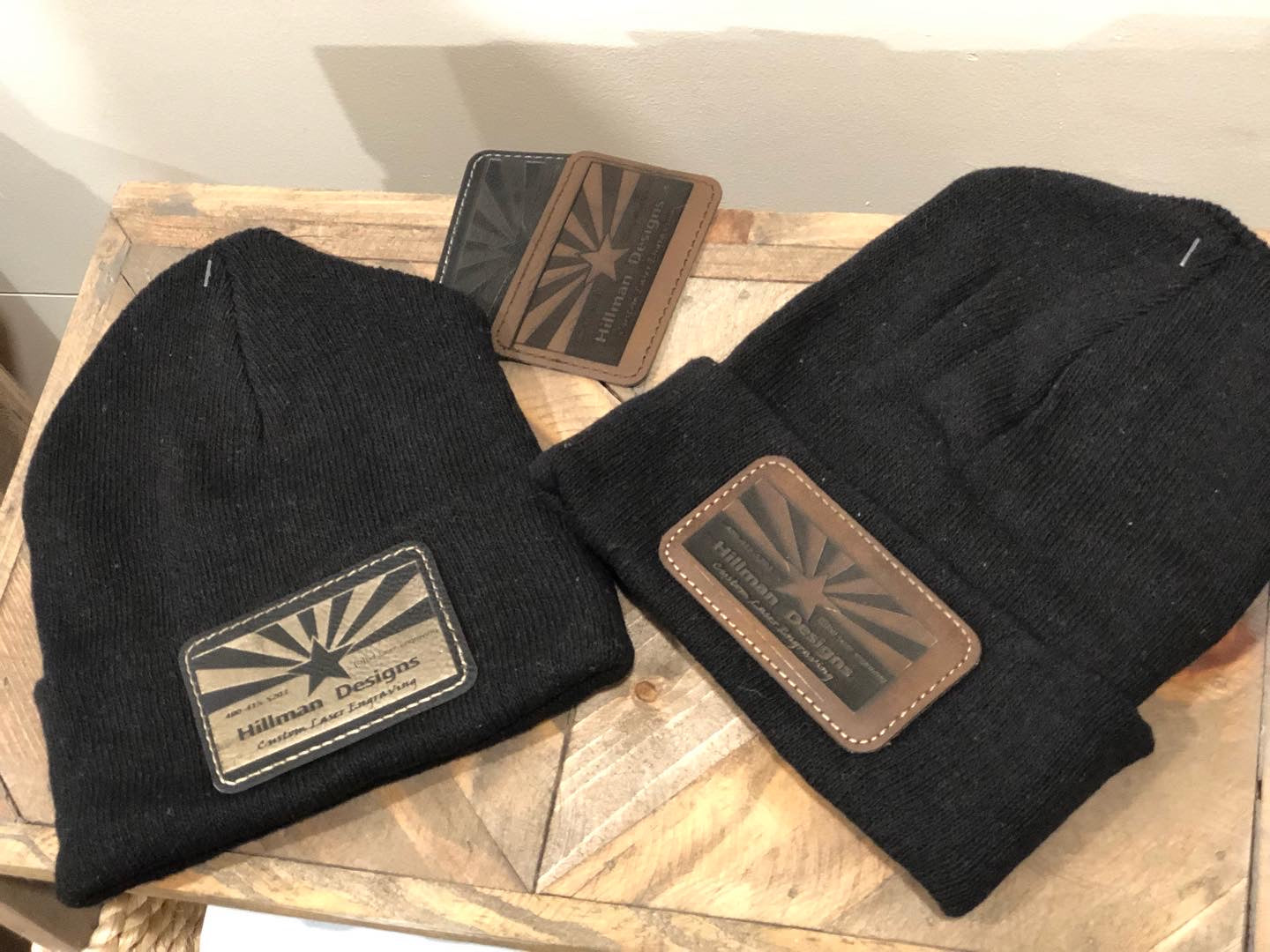 Black Beanie with Leather Arizona Built Co. Logo Patch