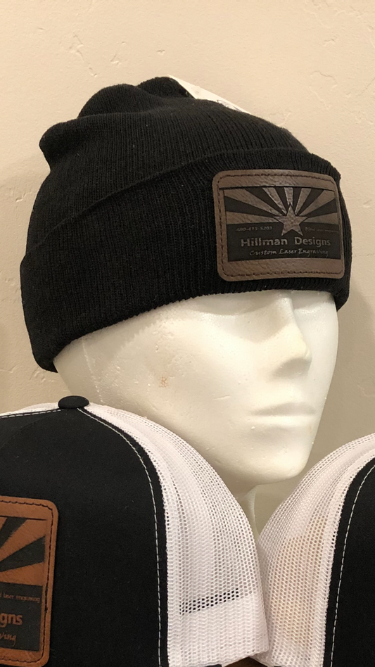 Black Beanie with Leather Arizona Built Co. Logo Patch